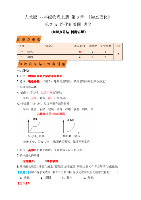 3.2熔化和凝固(知识点+例题)(解析版)