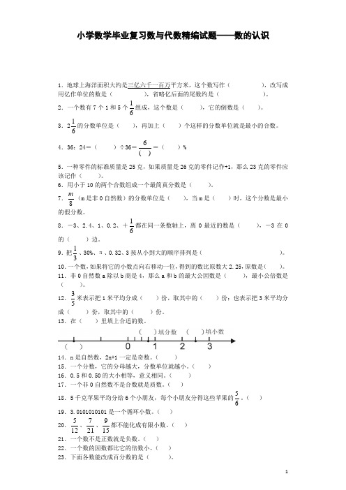 小学数学毕业复习试题-数的认识(含答案)