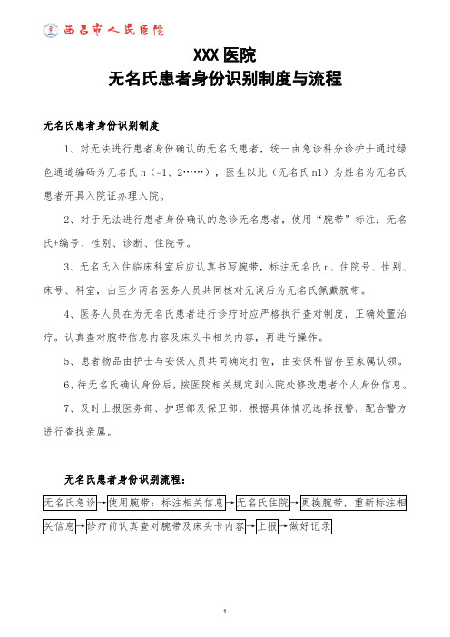 3.无名氏患者身份识别制度与流程.