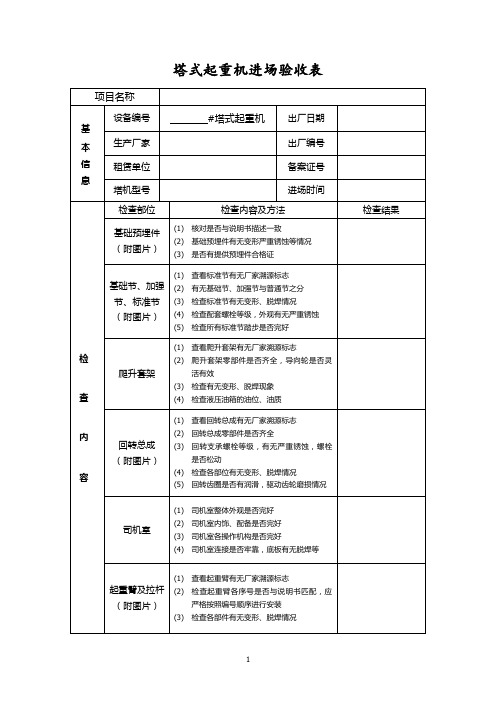 塔式起重机进场验收表