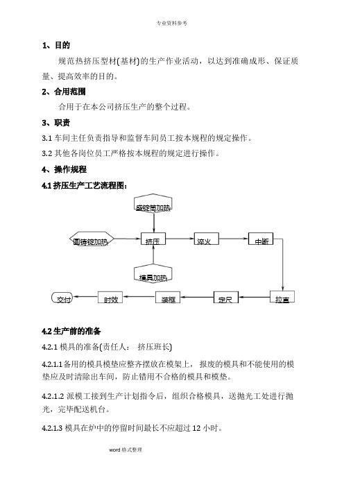 挤压车间工艺操作规程完整