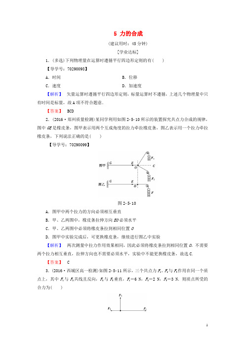 高中物理 第2章 力 5 力的合成学业分层测评 教科版必修1