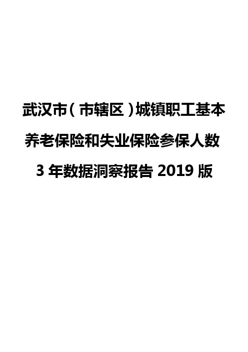 武汉市(市辖区)城镇职工基本养老保险和失业保险参保人数3年数据洞察报告2019版