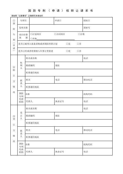 国防专利申请