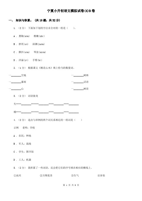 宁夏小升初语文模拟试卷(4)B卷