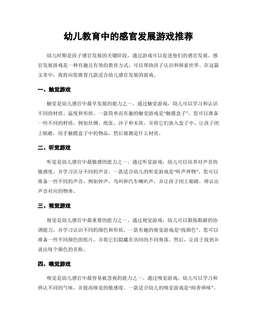 幼儿教育中的感官发展游戏推荐