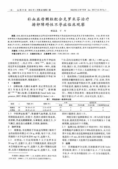 补血益母颗粒配合克罗米芬治疗排卵障碍性不孕症临床观察