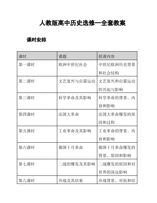 人教版高中历史选修一全套教案