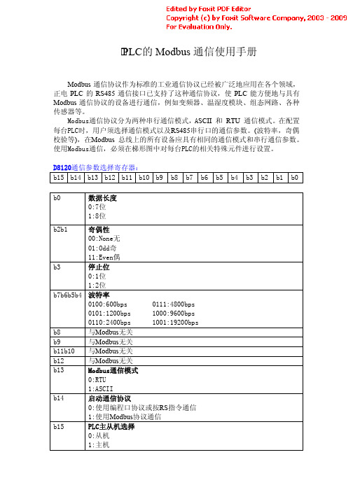 FX2N PLC MODBUS通信协议手册