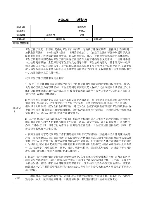 2021医院培训记录---法律法规培训