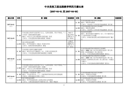 中央党校卫星远程教学网四月播出表