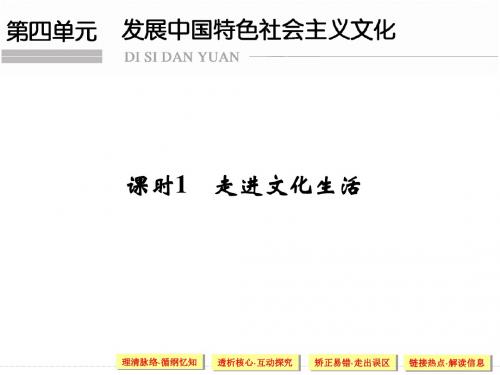 2019版高考政治(江苏专用)一轮复习课件：必修三 第四单元 课时1 走进文化生活