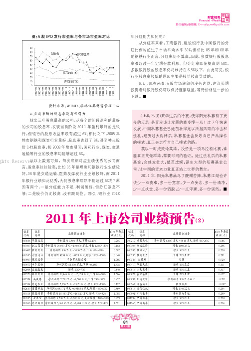 2011年上市公司业绩预告(2)