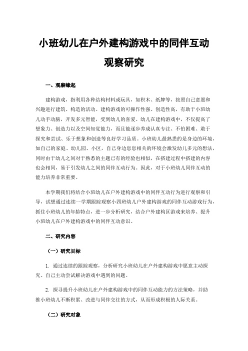 小班幼儿在户外建构游戏中的同伴互动观察研究