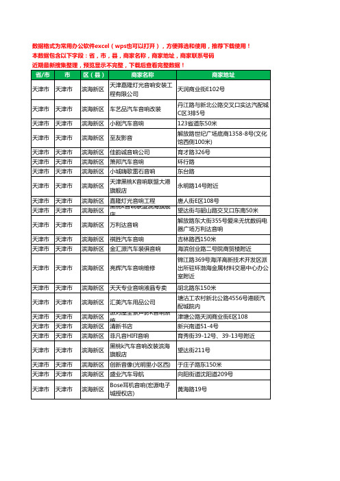 2020新版天津市天津市滨海新区音响工商企业公司商家名录名单黄页联系电话号码地址大全23家