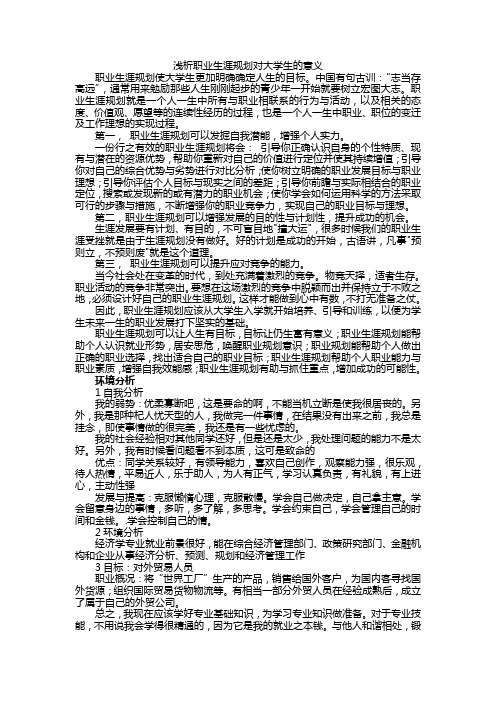 大学生职业生涯规划及的意义