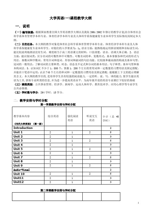 大学英语(一)课程教学大纲