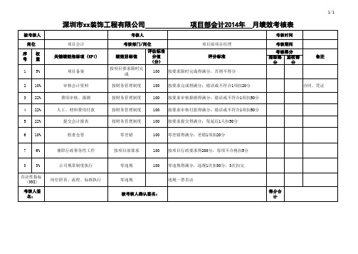 项目会计绩效考核