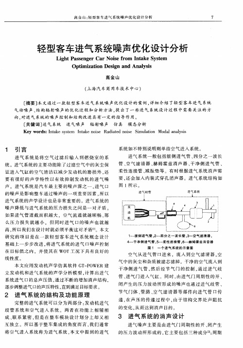 轻型客车进气系统噪声优化设计分析