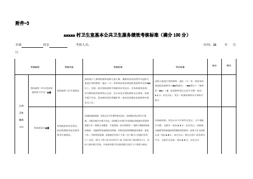 村卫生室基本公共卫生服务绩效考核标准