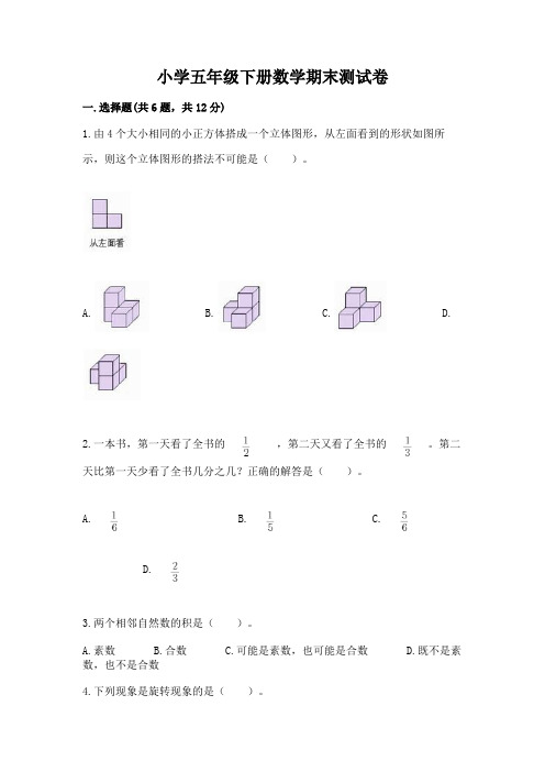 小学五年级下册数学期末测试卷【实验班】