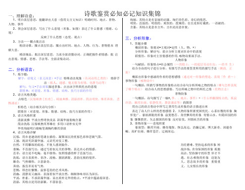 高考语文复习-- 诗歌鉴赏必知必记知识集锦