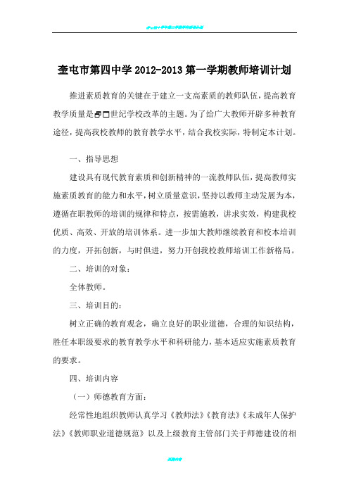 2013学校教师培训计划