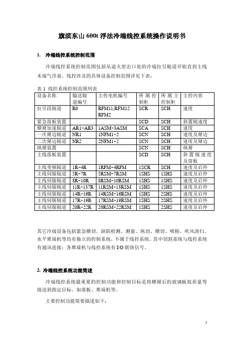 旗滨东山600t冷端线控系统操作说明书.