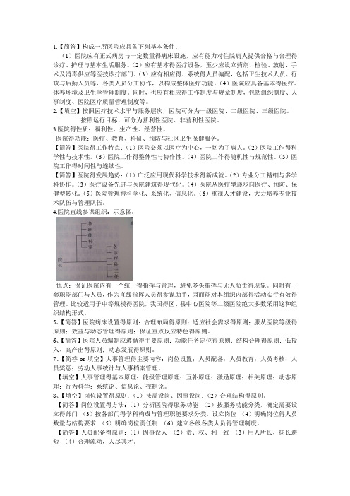 医院管理学考试重点