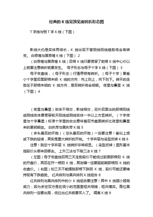 经典的K线见顶见底转折形态图