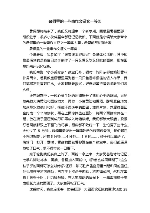 暑假里的一些事作文征文一等奖