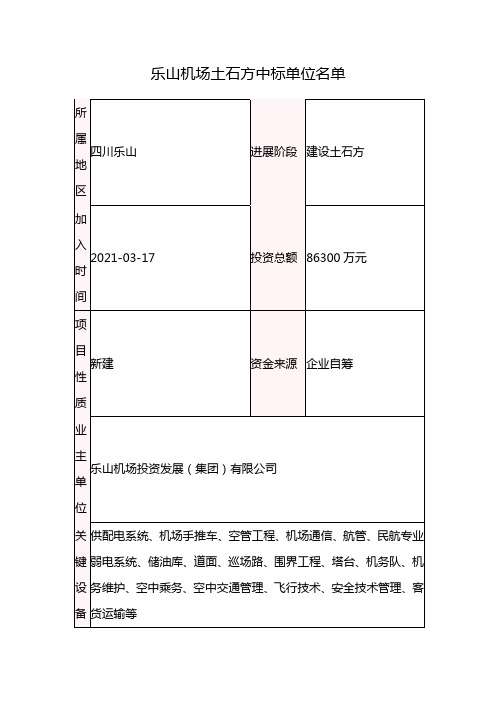 乐山机场土石方中标单位名单