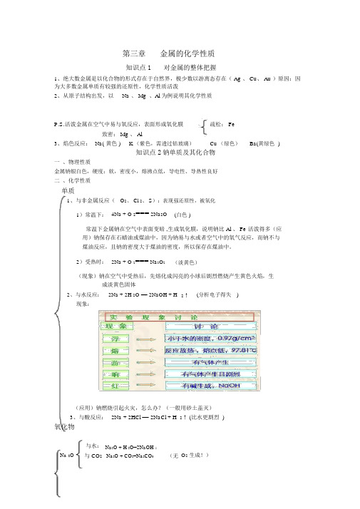 高中化学必修1(人教版)第三章_金属及其化合物知识点讲解