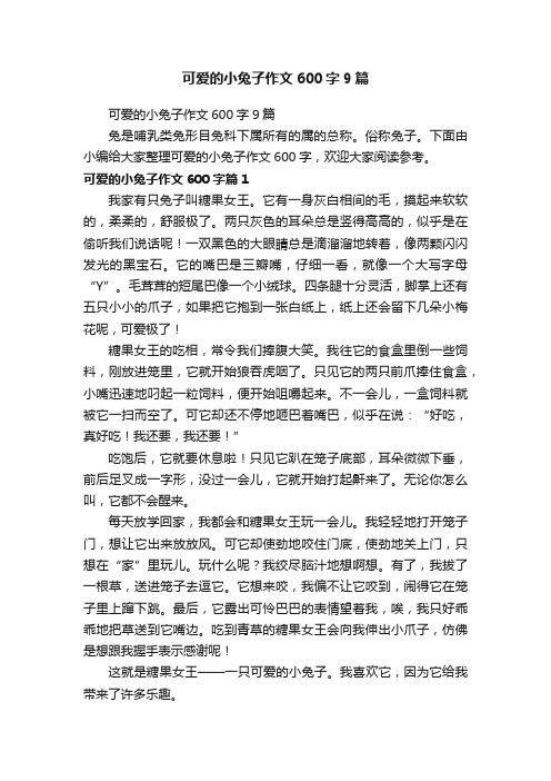 可爱的小兔子作文600字9篇