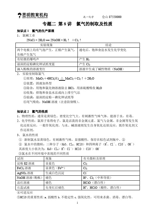 氯气的制取及性质