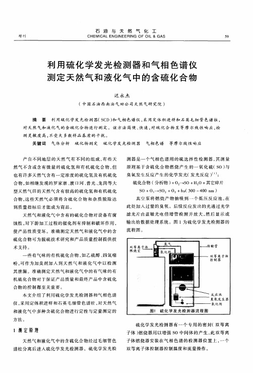 利用硫化学发光检测器和气相色谱仪测定天然气和液化气中的含硫化合物