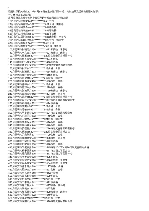 2017年4月重庆南方航空乘务（安全）员招聘体检及笔试结果的通知