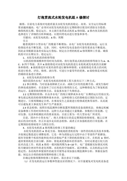 灯泡贯流式水轮发电机组A修探讨