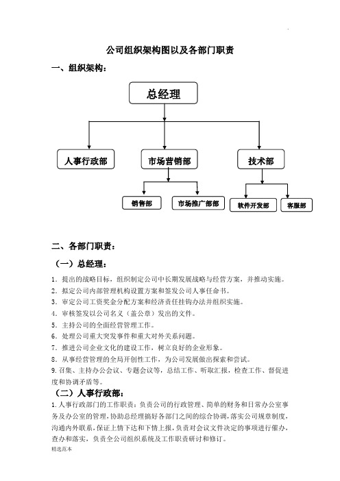 公司组织架构图及部门职责