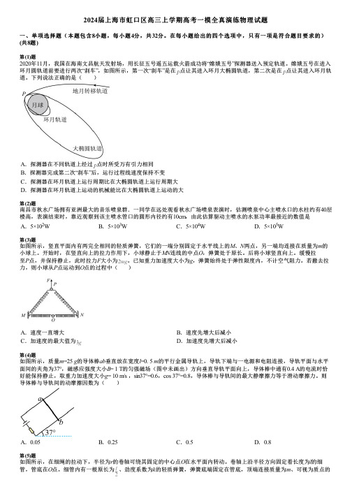 2024届上海市虹口区高三上学期高考一模全真演练物理试题