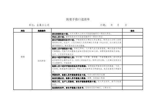 检修动火作业手指口述