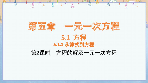 新人教版7年级上册数学课件 第5章 1元1次方程 5.1.1方程(第2课时)方程的解及1元1次方程