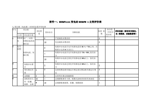 状态检修主变状态评价标准