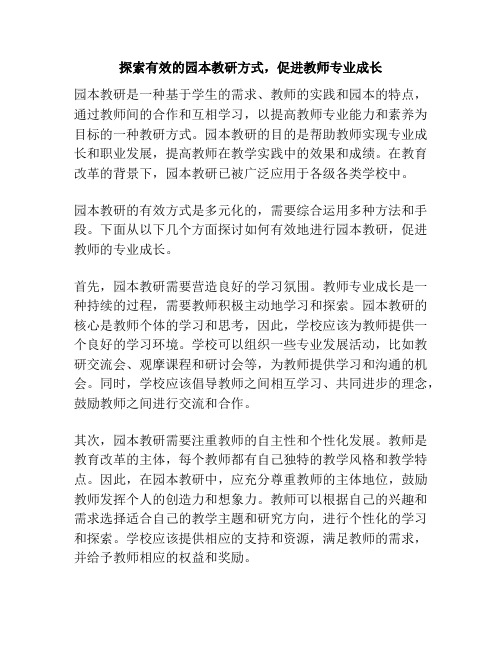 探索有效的园本教研方式,促进教师专业成长