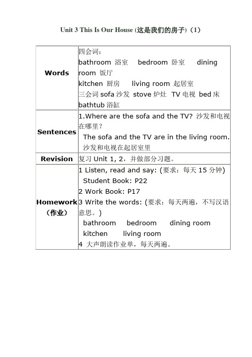 朗文新派少儿英语基础级第3单元知识点