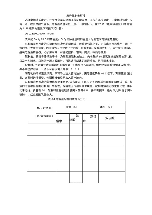 怎样配制电解液