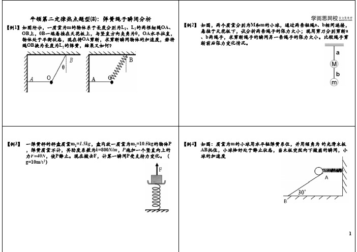 牛顿第二定律热点题型(3)：弹簧绳子瞬间分析