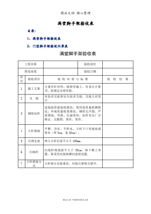 满堂脚手架验收表