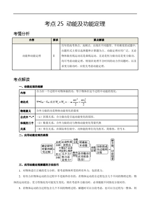 考点25 动能及动能定理——2021年高考物理专题复习附真题及解析