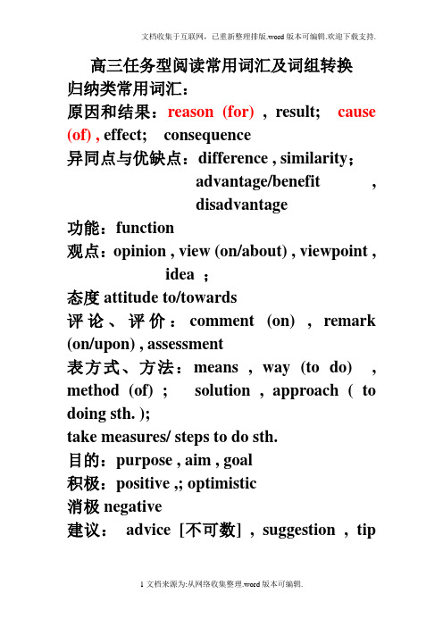 任务型阅读常用词汇及词组